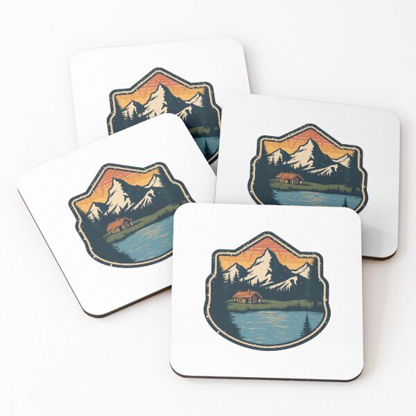 Item preview, Retro Mountain Hiking Badge Lake Cabin designed and sold by Everyday Motif.