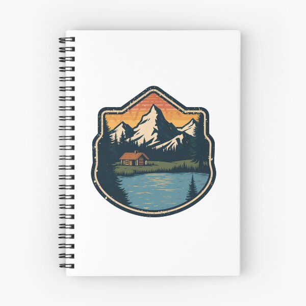 Item preview, Retro Mountain Hiking Badge Lake Cabin designed and sold by Everyday Motif.