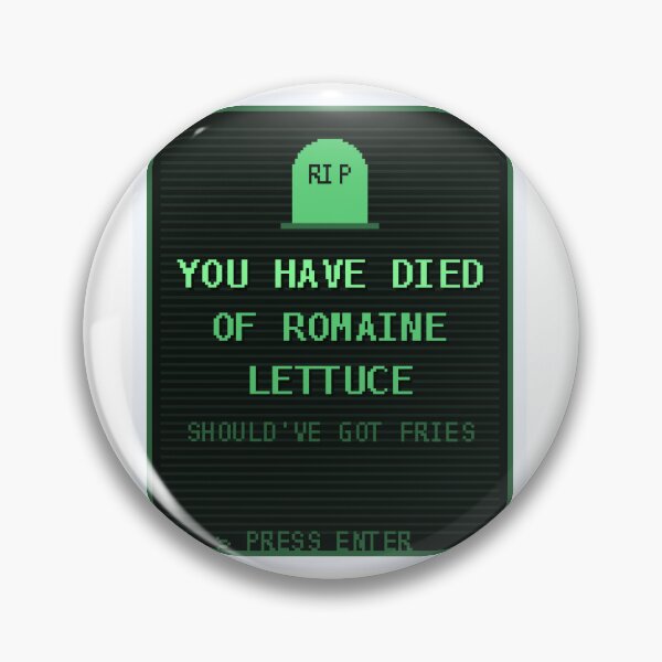 Item preview, You Have Died of Romaine Lettuce — Funny Retro Game Death Screen Sticker designed and sold by One More Run.