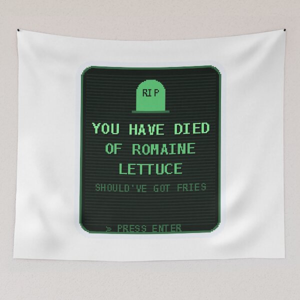 Item preview, You Have Died of Romaine Lettuce — Funny Retro Game Death Screen Sticker designed and sold by One More Run.
