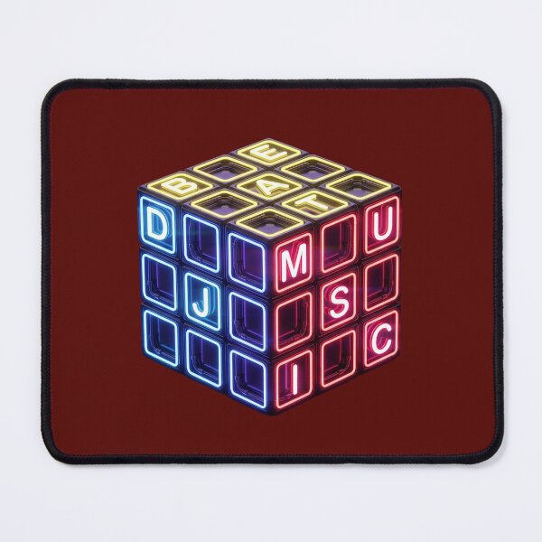 Item preview, Neon Rubik's Cube with DJ, MUSIC, and BEAT Letters designed and sold by CreativeArtistL.