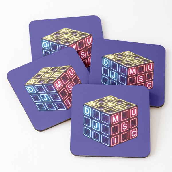 Item preview, Neon Rubik's Cube with DJ, MUSIC, and BEAT Letters designed and sold by CreativeArtistL.