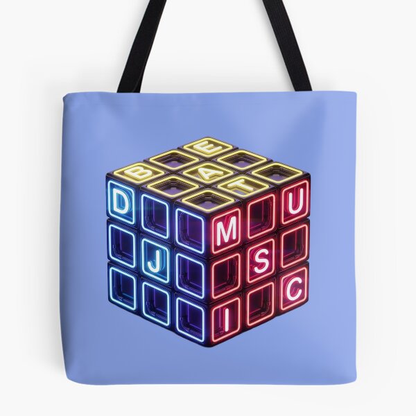 Item preview, Neon Rubik's Cube with DJ, MUSIC, and BEAT Letters designed and sold by CreativeArtistL.