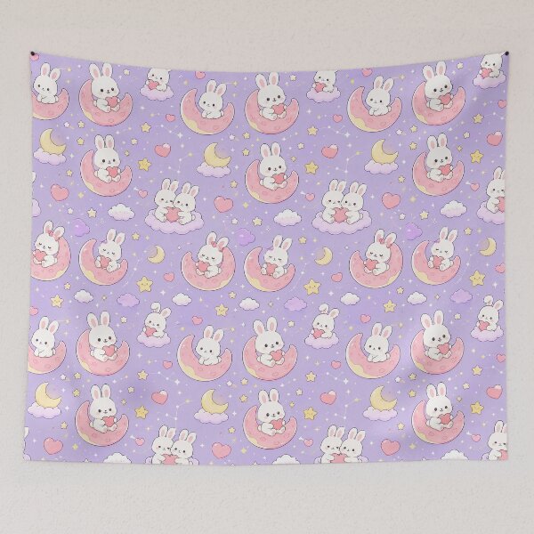 Item preview, Bunny Heart Moon Pattern designed and sold by Soft Berry Studio.
