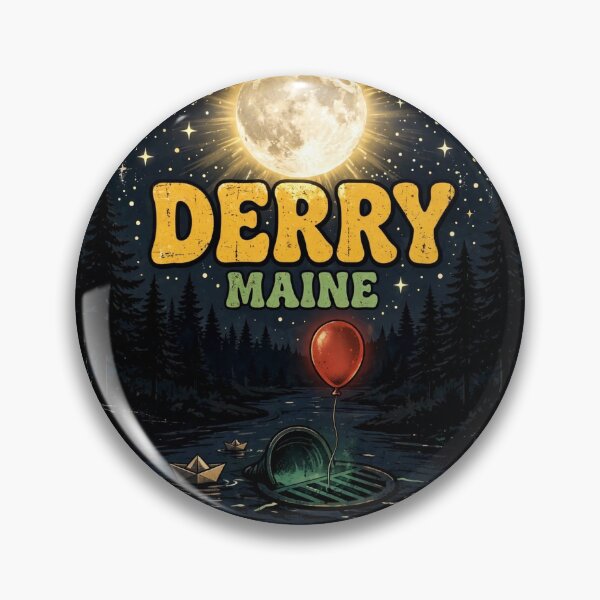 Item preview, Retro Derry Maine Night Edition Graphic - 1970s Vintage Full Moon IT Horror Print designed and sold by ICANTWithoutCOFFEE.