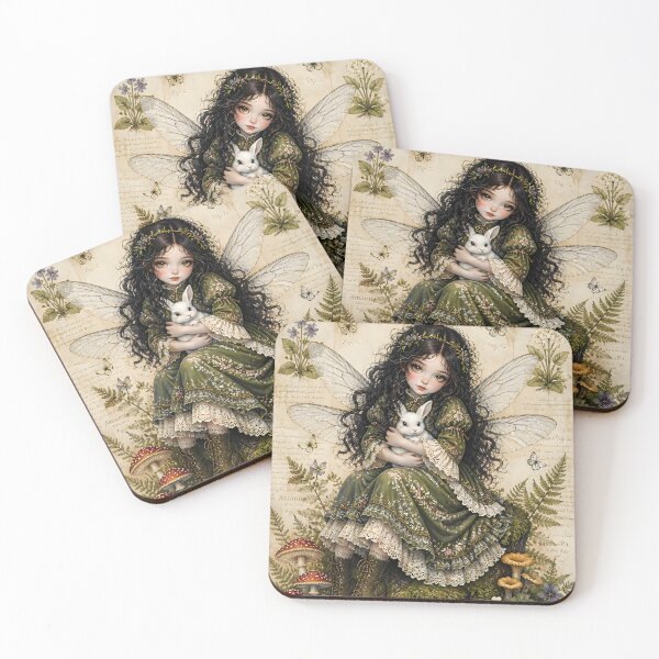 Item preview, Fairy with White Rabbit | Cottagecore Forest Aesthetic designed and sold by FaeCoreStudio.