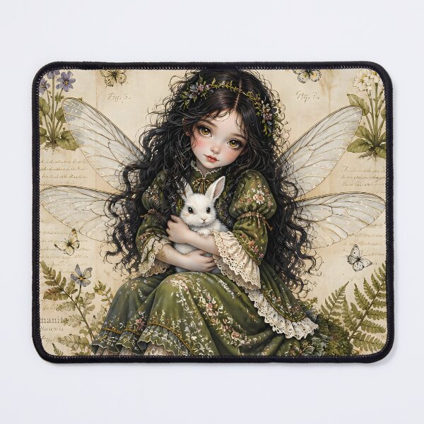 Item preview, Fairy with White Rabbit | Cottagecore Forest Aesthetic designed and sold by FaeCoreStudio.