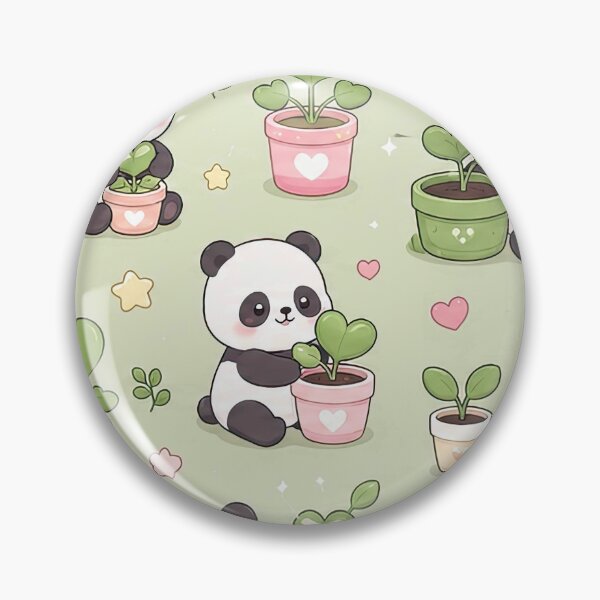 Item preview, Panda Heart Plant Pattern designed and sold by Soft Berry Studio.