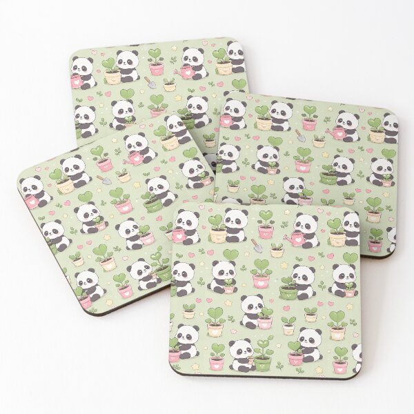 Item preview, Panda Heart Plant Pattern designed and sold by Soft Berry Studio.