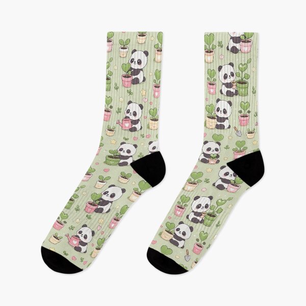 Item preview, Panda Heart Plant Pattern designed and sold by Soft Berry Studio.