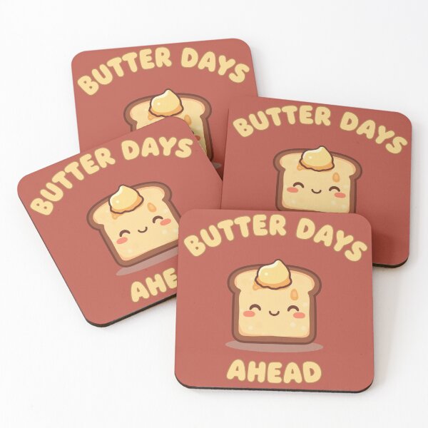 Item preview, Butter Days Ahead Cute Toast Positive Breakfast Quote designed and sold by The Fine Print by BassAddict.