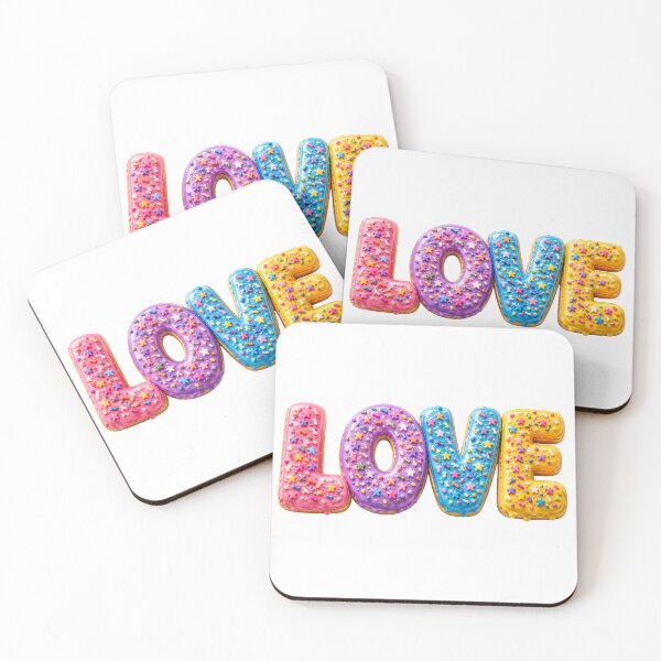 Item preview, Love Donut Letters with Rainbow Sprinkles Colorful Kawaii Candy Typography Cute Sweet Dessert Aesthetic designed and sold by RoPrincess.