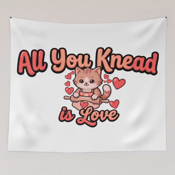 Item preview, all you knead is love cat biscuits Funny Valentine Cat clipart designed and sold by ArtDesignTp.