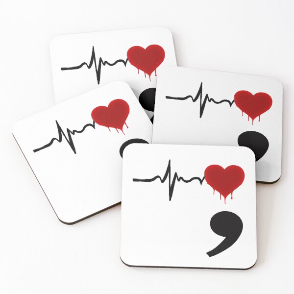 Item preview, Semicolon Heartbeat Red Heart Mental Health Design designed and sold by UNIX-G.