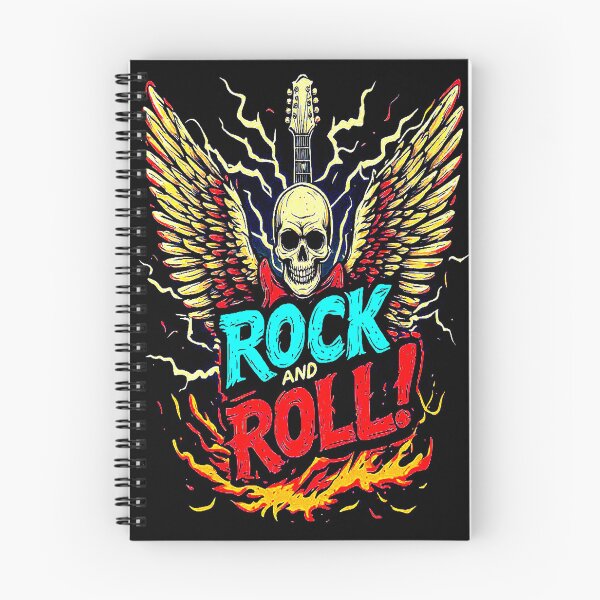 Item preview, Electric Guitar Vintage ,Winged Skull ,ROCK AND ROLL, thunders and fire. designed and sold by Giulivo Store Graphic.