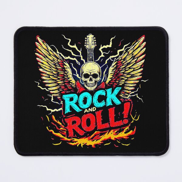 Item preview, Electric Guitar Vintage ,Winged Skull ,ROCK AND ROLL, thunders and fire. designed and sold by Giulivo Store Graphic.