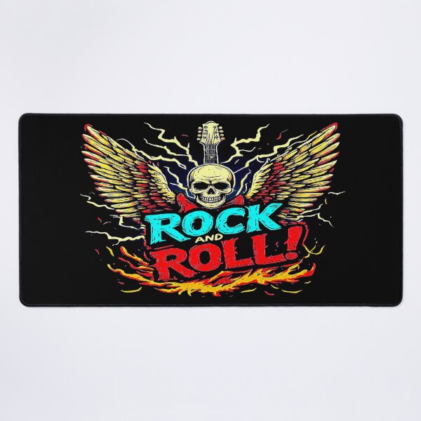 Item preview, Electric Guitar Vintage ,Winged Skull ,ROCK AND ROLL, thunders and fire. designed and sold by Giulivo Store Graphic.