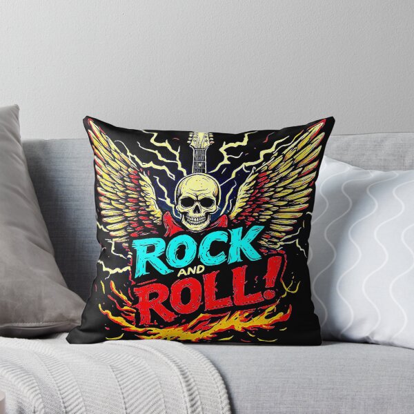 Item preview, Electric Guitar Vintage ,Winged Skull ,ROCK AND ROLL, thunders and fire. designed and sold by Giulivo Store Graphic.