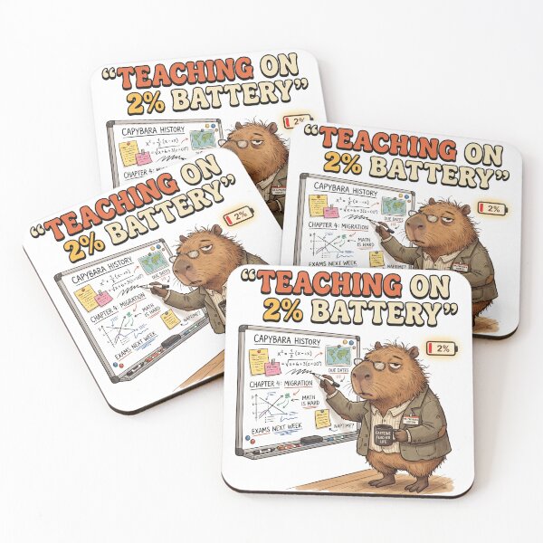 Item preview, Funny Teacher Shirt – Teaching On 2% Battery Capybara Educator Tee designed and sold by DmaarGroup.