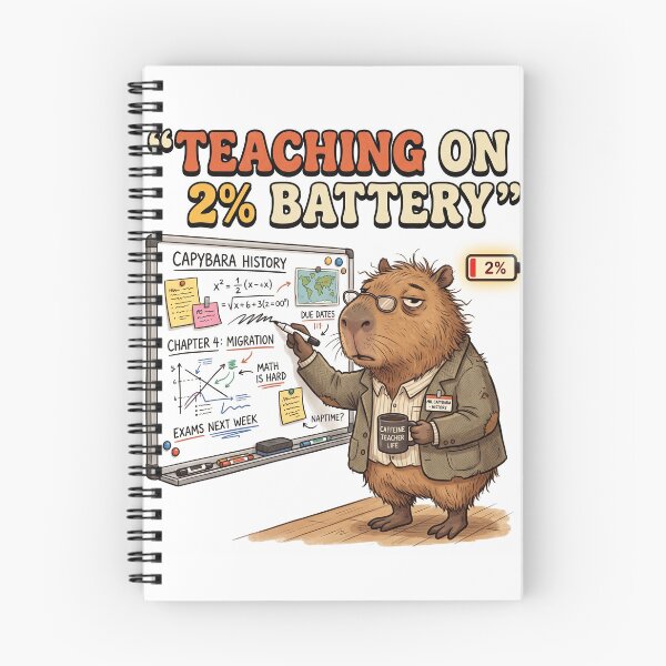 Item preview, Funny Teacher Shirt – Teaching On 2% Battery Capybara Educator Tee designed and sold by DmaarGroup.