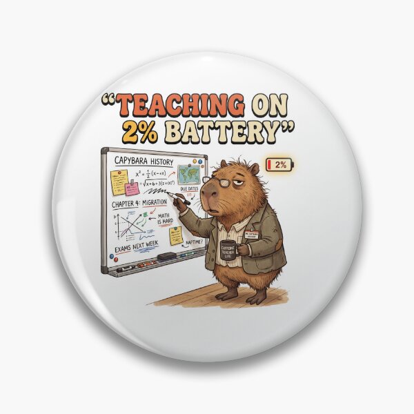 Item preview, Funny Teacher Shirt – Teaching On 2% Battery Capybara Educator Tee designed and sold by DmaarGroup.