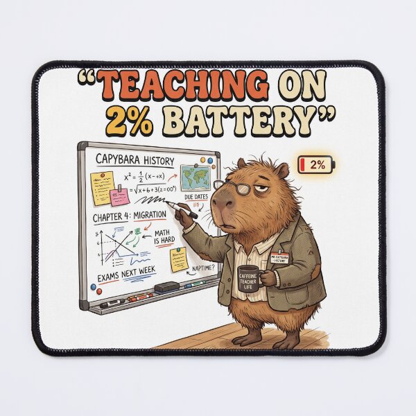 Item preview, Funny Teacher Shirt – Teaching On 2% Battery Capybara Educator Tee designed and sold by DmaarGroup.