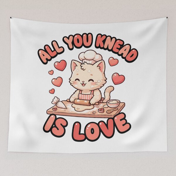 Item preview, funny cat Valentine  baking all you knead is love design designed and sold by ArtDesignTp.