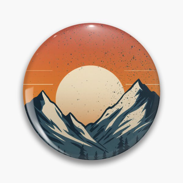 Item preview, Retro Mountain Hiking Badge Moonrise designed and sold by Everyday Motif.