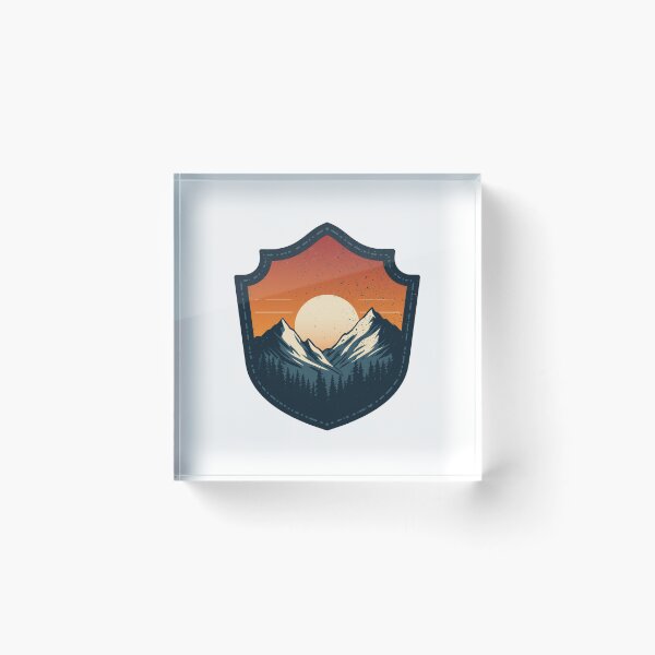 Item preview, Retro Mountain Hiking Badge Moonrise designed and sold by Everyday Motif.