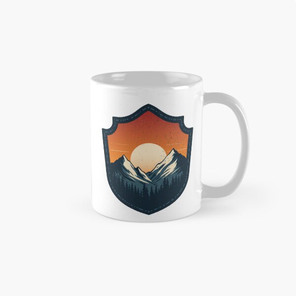 Item preview, Retro Mountain Hiking Badge Moonrise designed and sold by Everyday Motif.