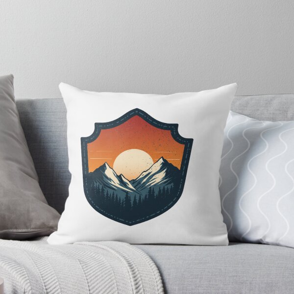 Item preview, Retro Mountain Hiking Badge Moonrise designed and sold by Everyday Motif.