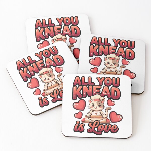 Item preview, funny cat Valentine  baking all you knead is love pun designed and sold by ArtDesignTp.