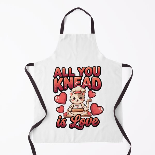 Item preview, funny cat Valentine baking all you knead is love pun designed and sold by ArtDesignTp.
