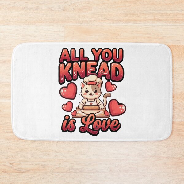 Item preview, funny cat Valentine  baking all you knead is love pun designed and sold by ArtDesignTp.