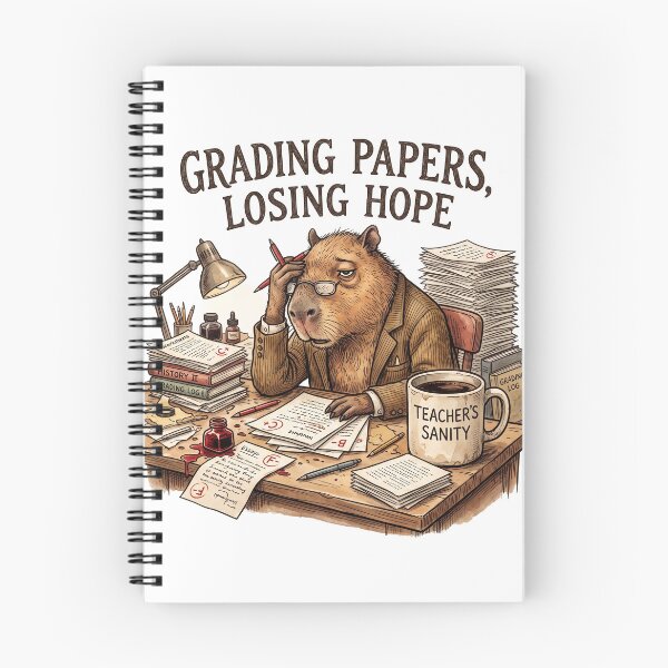 Item preview, Funny Teacher Shirt – Grading Papers Losing Hope Capybara Vintage Tee designed and sold by DmaarGroup.