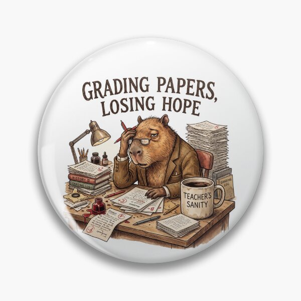 Item preview, Funny Teacher Shirt – Grading Papers Losing Hope Capybara Vintage Tee designed and sold by DmaarGroup.