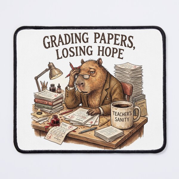 Item preview, Funny Teacher Shirt – Grading Papers Losing Hope Capybara Vintage Tee designed and sold by DmaarGroup.