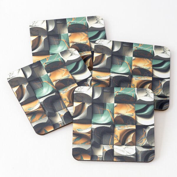 Item preview, Abstract Geometric Marbled Art Green And Golden Shapes  designed and sold by DEC02.