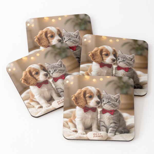Item preview, Cute Puppy Kitten Best Paws Friends Bow Ties designed and sold by BagFactoryUK.
