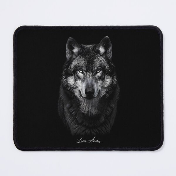 Item preview, Wolf Spirit – Monochrome Fine Art Portrait 1 with artist's signature designed and sold by Lucia Amaris Art.