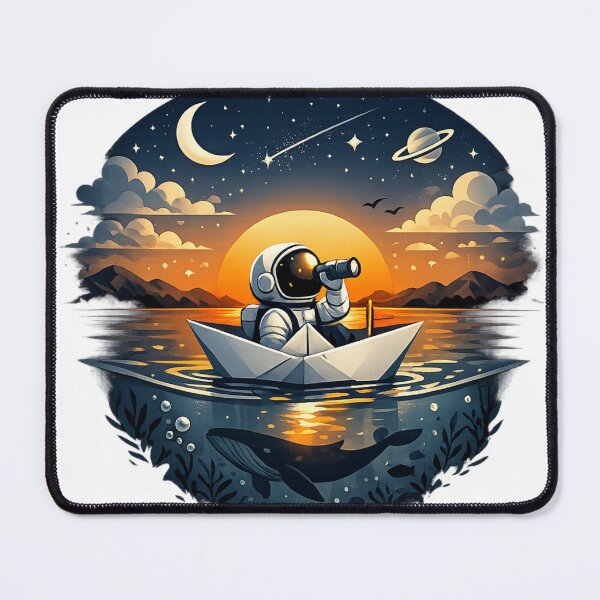Item preview, Astronaut Dreaming on a Paper Boat T-Shirt designed and sold by Santuário da Bicharada.