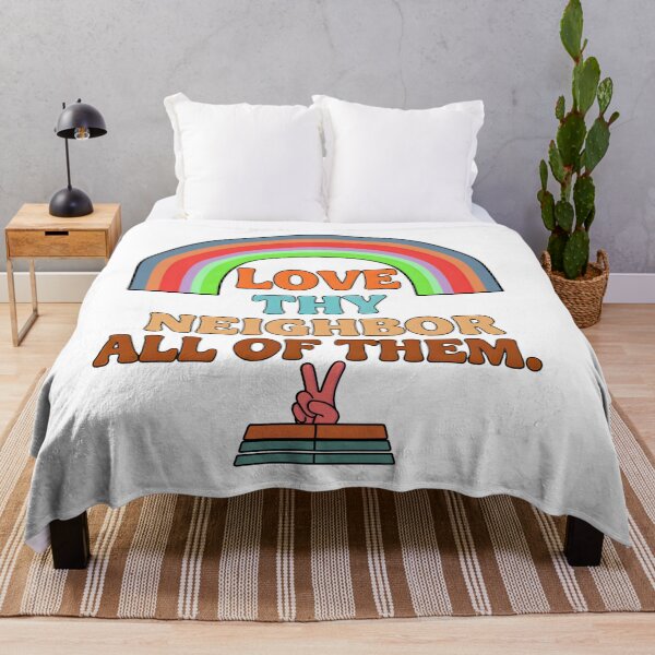 Item preview, love thy neighbor all of them peace hand retro kindness designed and sold by ArtDesignTp.