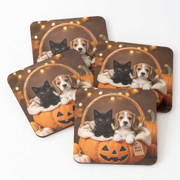 Item preview, Boo Paws Halloween Kitten Puppy Pumpkin Basket designed and sold by BagFactoryUK.