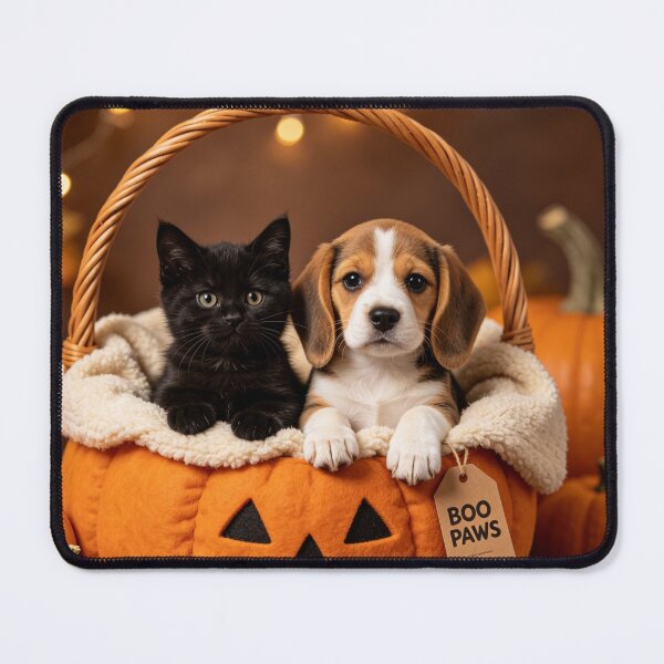 Item preview, Boo Paws Halloween Kitten Puppy Pumpkin Basket designed and sold by BagFactoryUK.