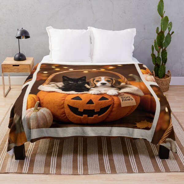 Item preview, Boo Paws Halloween Kitten Puppy Pumpkin Basket designed and sold by BagFactoryUK.