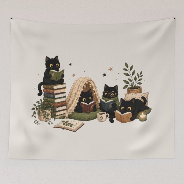 Item preview, Black Cat Reading, Book Lover Cat, Cozy Reader Gift For Her, Cat Mom, Librarian Teacher Bookish Gift designed and sold by Sprinkle12345.