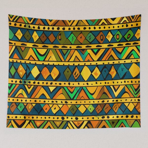 Item preview, African-Style Green, Blue, Yellow and Orange Pattern designed and sold by DEC02.