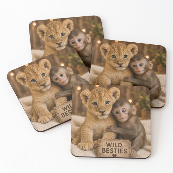 Item preview, Wild Besties Lion Cub Monkey Friendship Animals designed and sold by BagFactoryUK.
