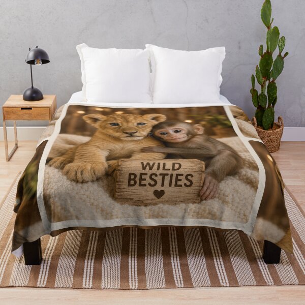 Item preview, Wild Besties Lion Cub Monkey Friendship Animals designed and sold by BagFactoryUK.