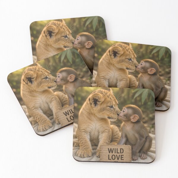 Item preview, Wild Love Lion Cub Monkey Friendship Cute Animals designed and sold by BagFactoryUK.
